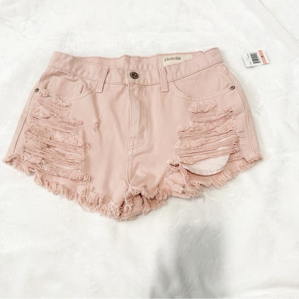 Pistola Pink Distressed Denim Shorts size 28 NWT Jean shorts